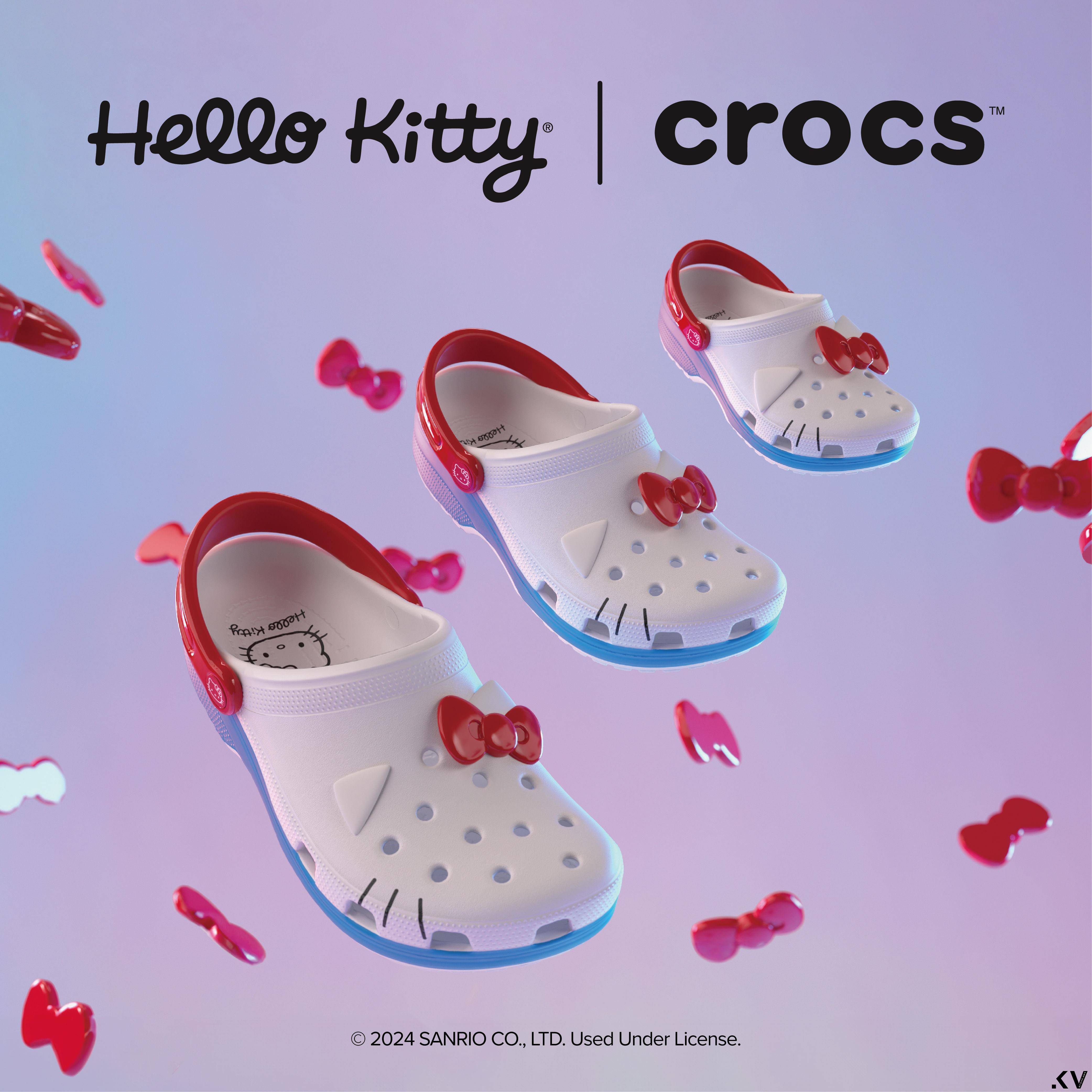 CROCS洞洞鞋联名Hello Kitty绑上可爱蝴蝶结！Converse帆布鞋混高跟超前卫 最新资讯 图2张